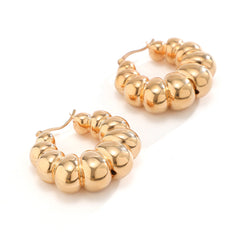 dome beaded hoop earrings in polished silver – LUNARA