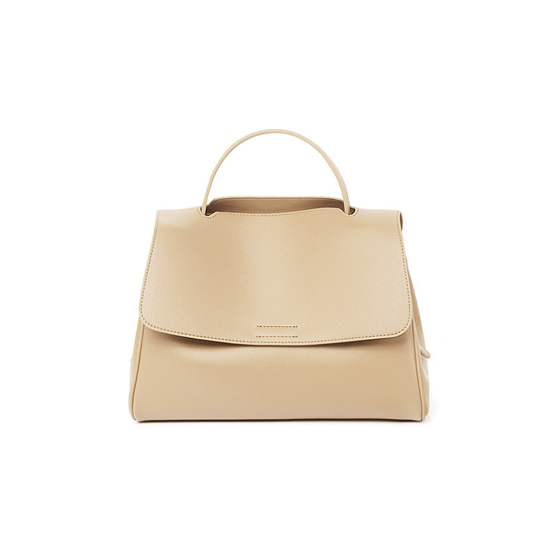 structured flap top-handle bag in caramel leather – ARIZ