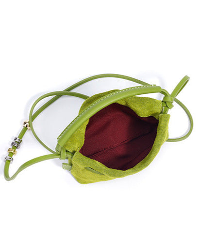 mini suede drawstring bag with top handle - ELVA