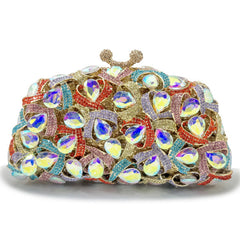 Rhinestone-encrusted evening clutch with heart-shaped jewels - Venium
