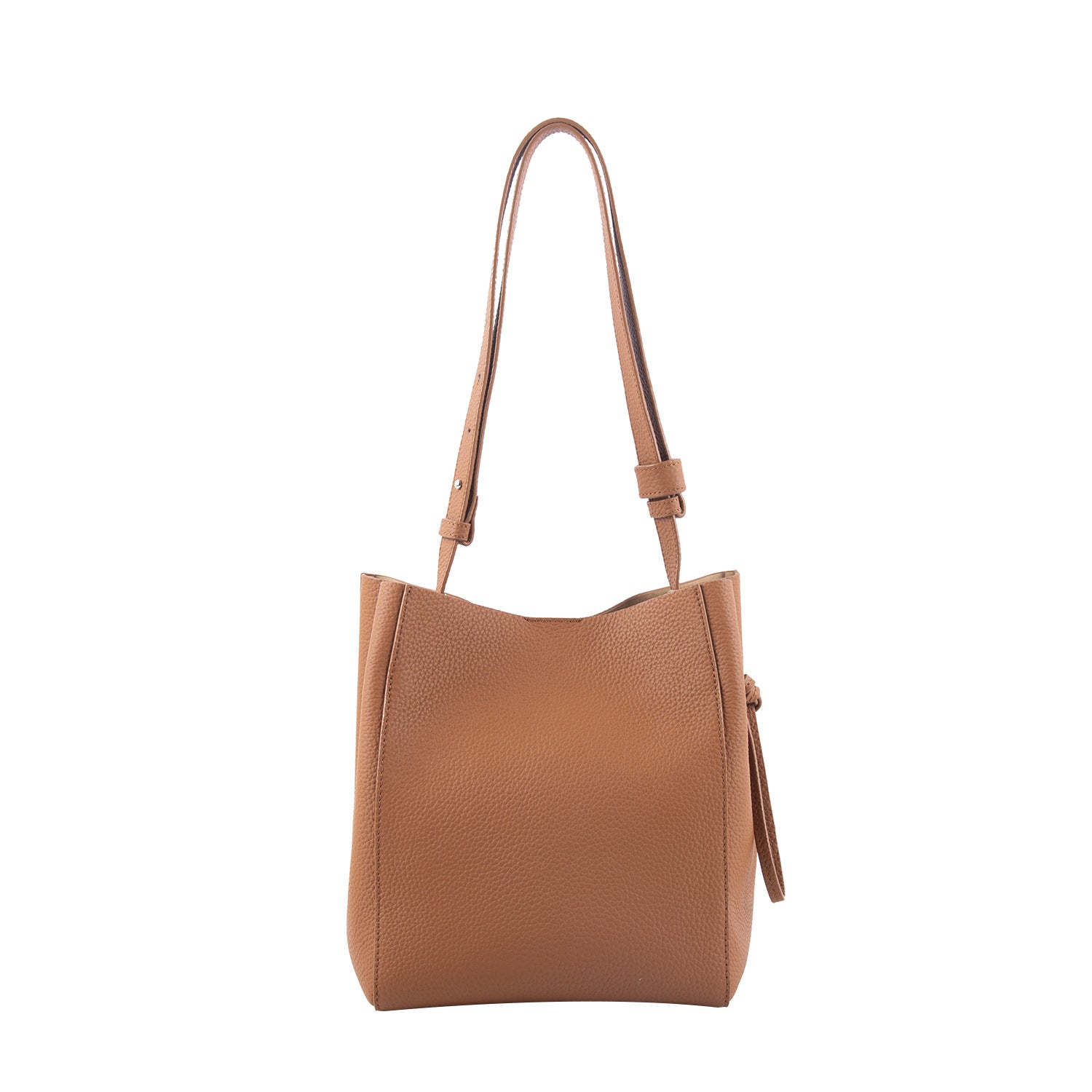 pebbled leather bucket bag with adjustable strap – LUNARD