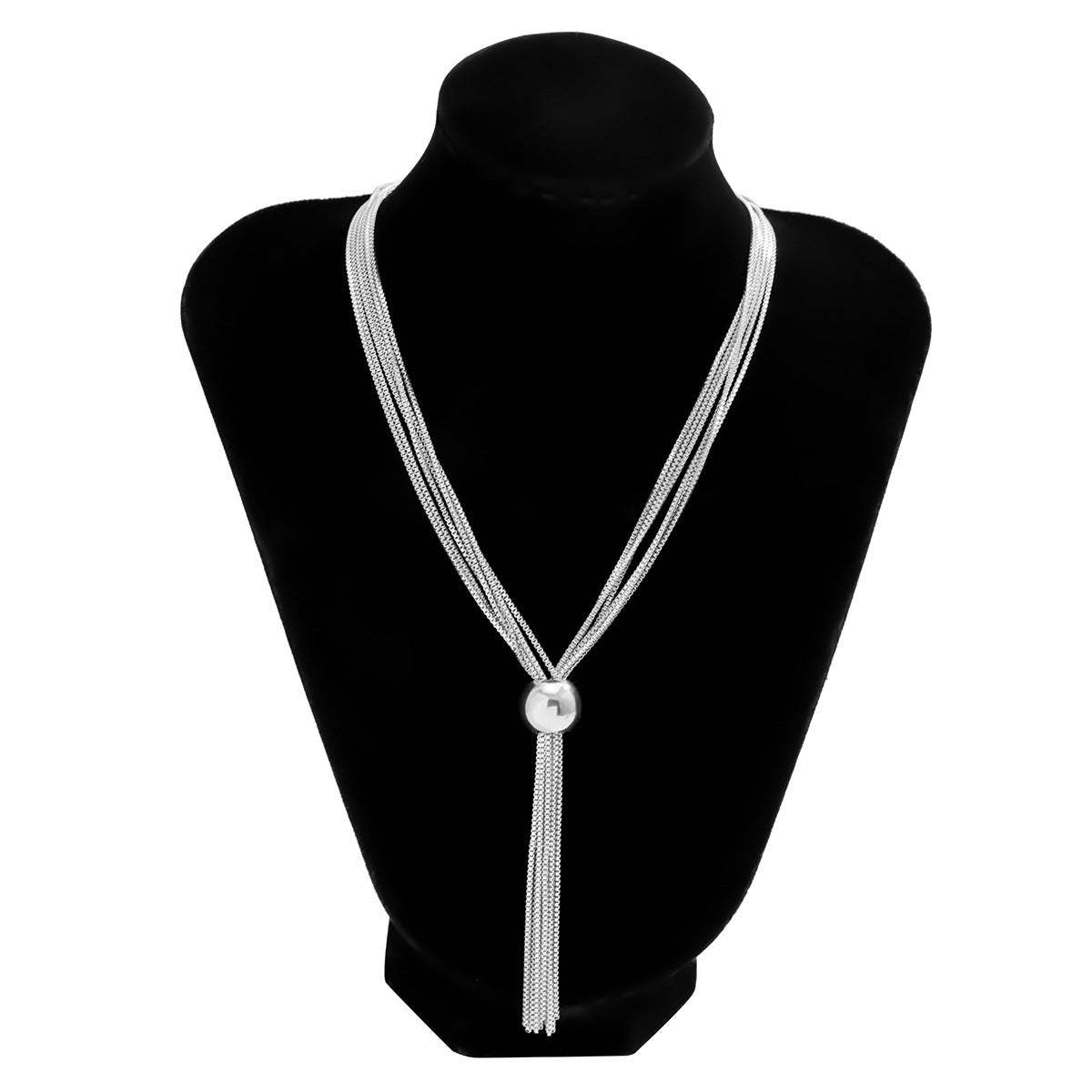 Multi-strand chain necklace with metallic tassel pendant - Olitu