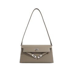 slim trapeze shoulder bag with buckle flap – STONE