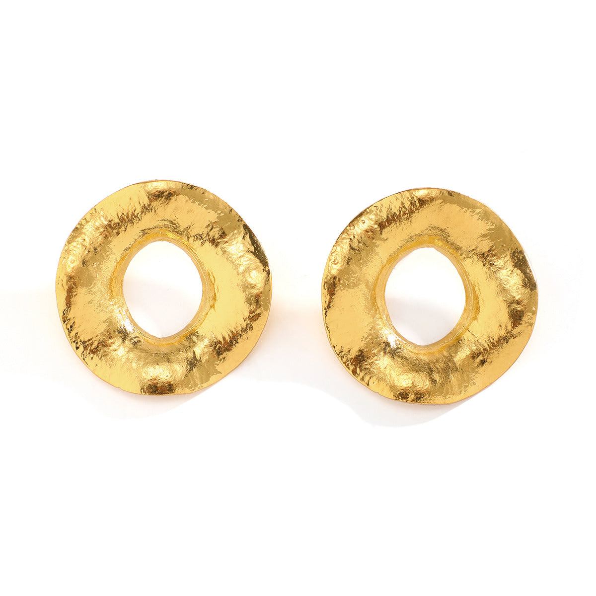 textured open disc earrings in antique silver – ARDENA