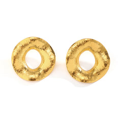 textured open disc earrings in antique silver – ARDENA