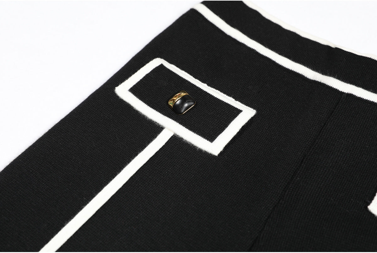 long sleeve tailored suit with contrast piping - DORRAZLI