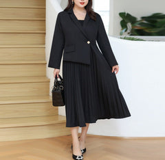 belted blazer dress with pleated skirt – Thyone