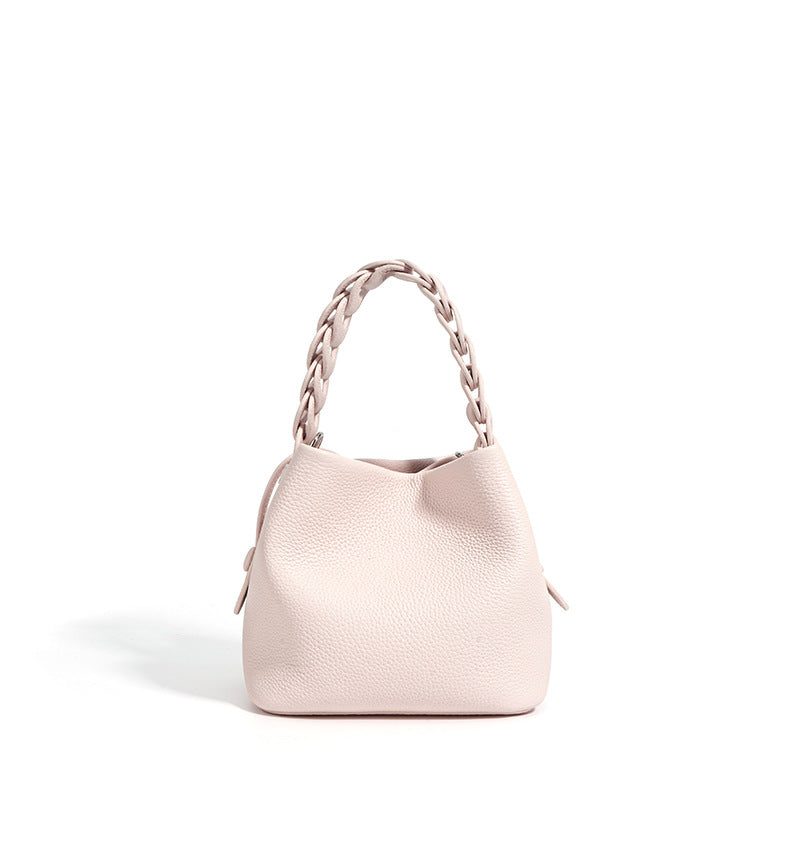 drawstring mini bucket bag with braided top handle – SIENNA