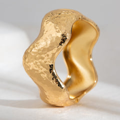 hammered wave cuff bracelet with sculptural curves – RAYAH