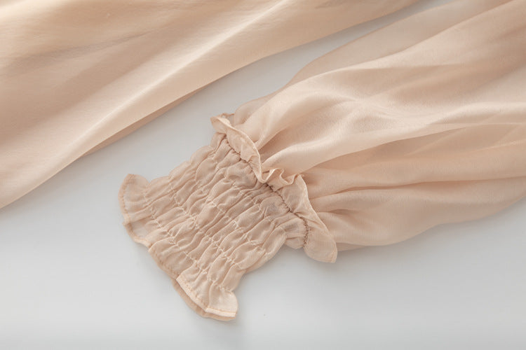 organza midi dress with 3D floral appliqués – Bahira