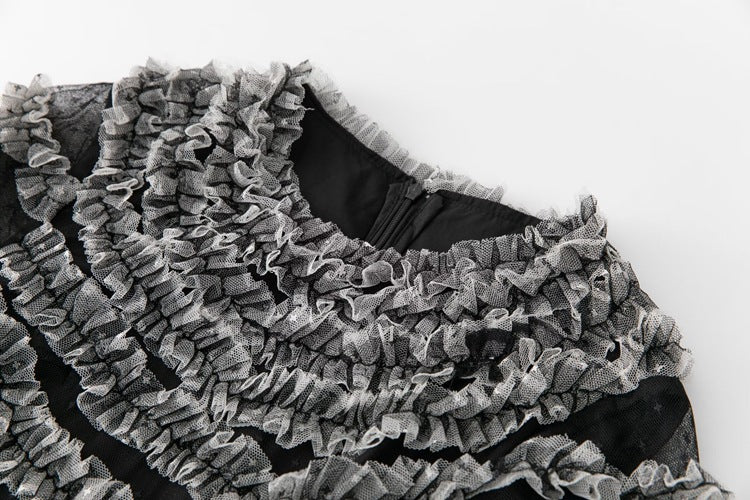 tiered ruffle tulle midi dress – Fyzeelk