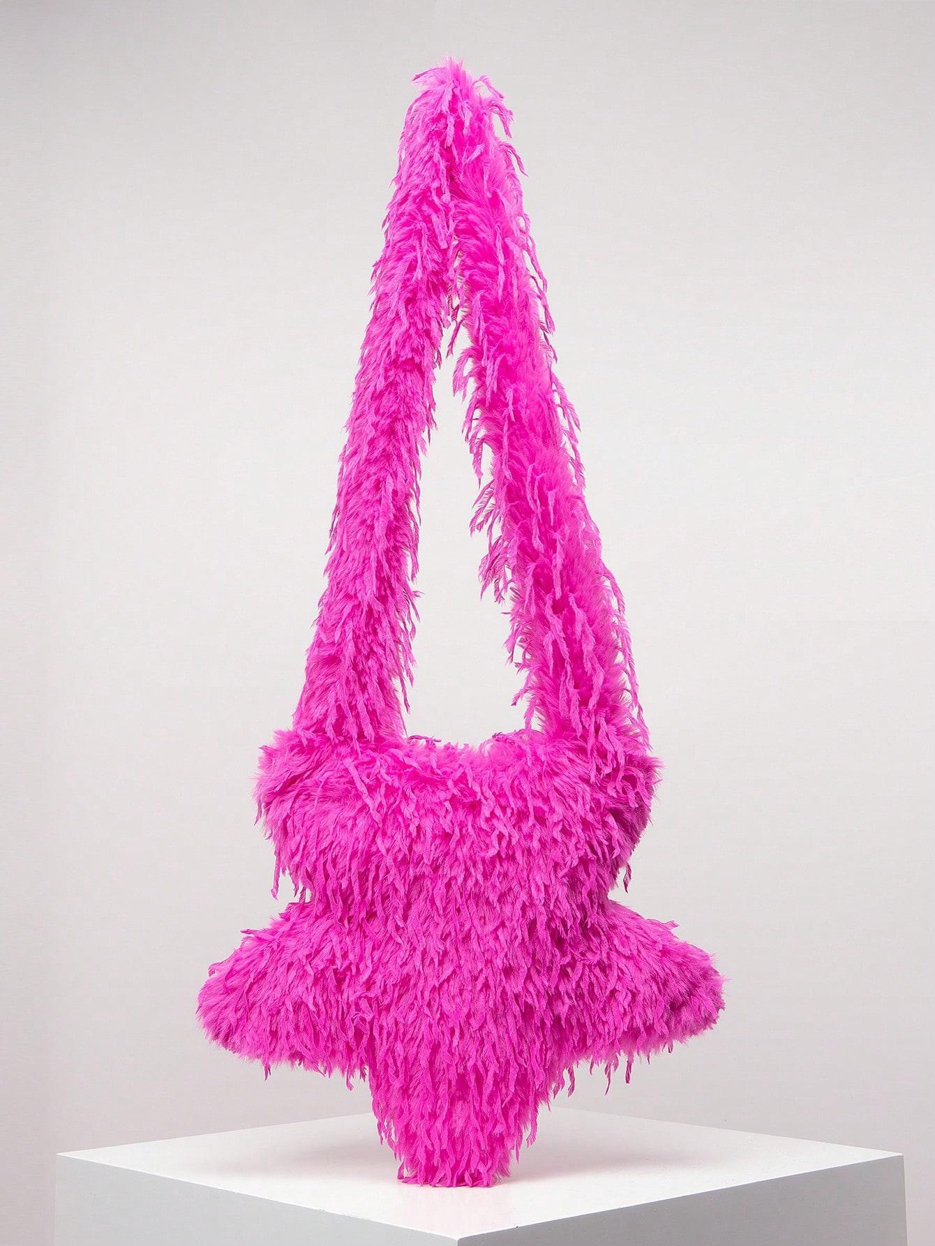 Star-shaped fuzzy shoulder bag with shaggy texture – Nunri