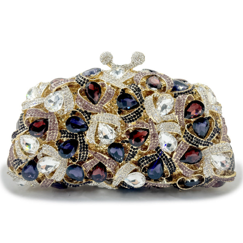Rhinestone-encrusted evening clutch with heart-shaped jewels - Venium