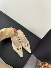 pointed toe leather mules with metallic dome detail – VORIN