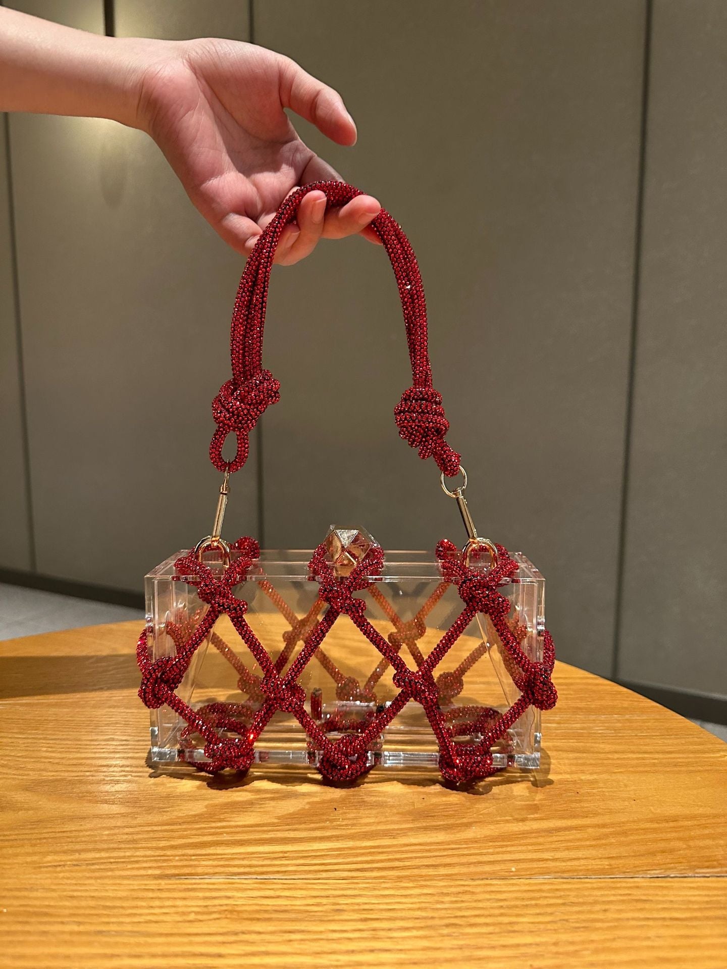 Beaded clear box bag with knotted handle - Soldi