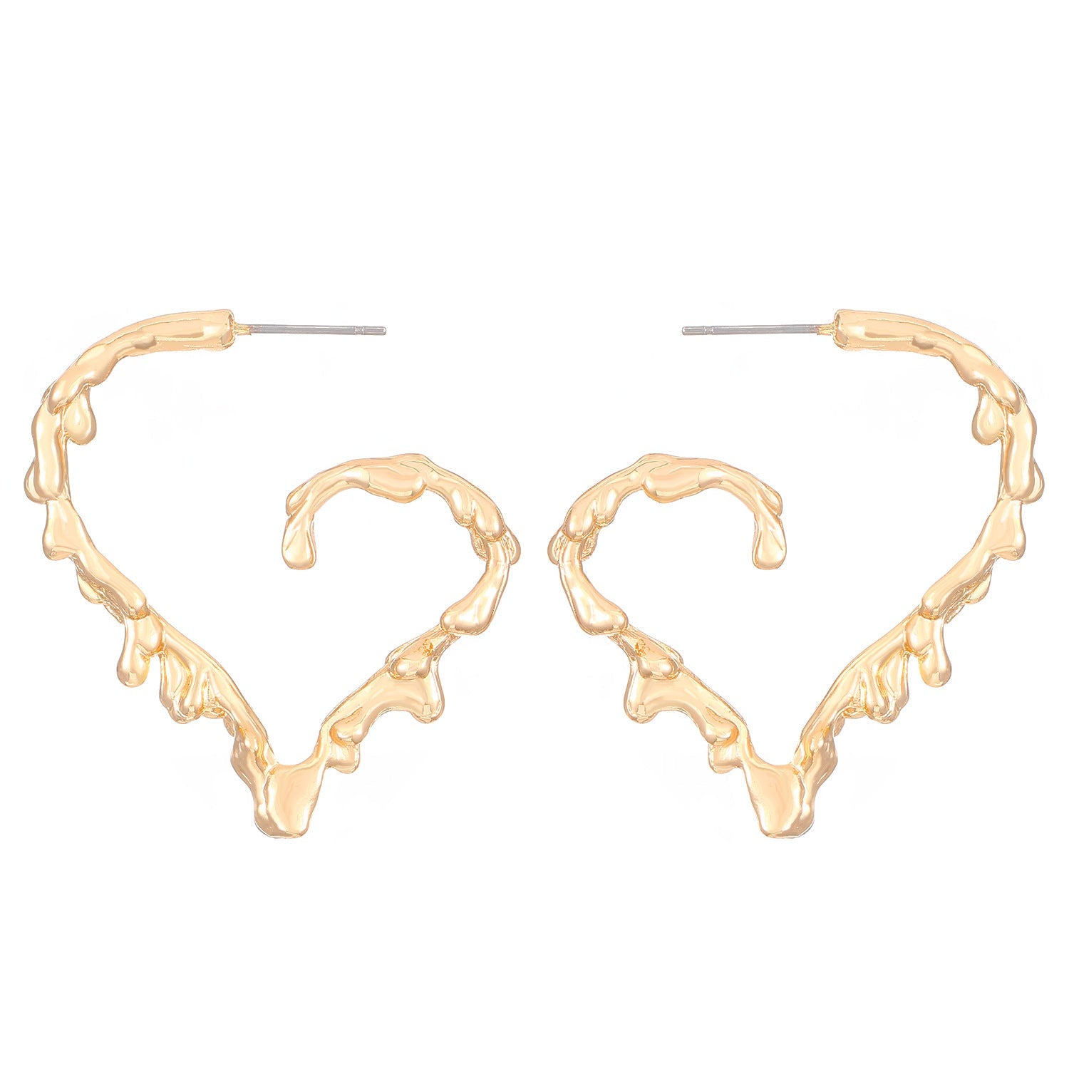 Molten heart-shaped hoop earrings with sculpted texture - Lamno