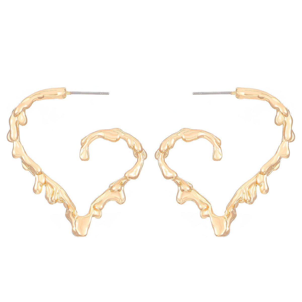 Molten heart-shaped hoop earrings with sculpted texture - Lamno