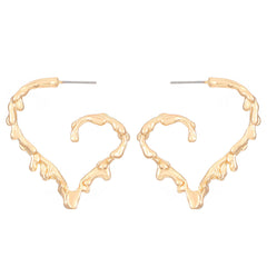 Molten heart-shaped hoop earrings with sculpted texture - Lamno