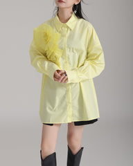 Long Sleeve Shirt with Oversized Folded Flower - Bursi