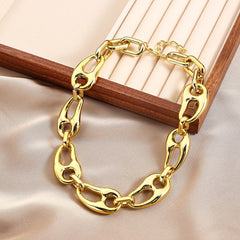 Chunky hollow-link chain necklace with polished finish - Audli
