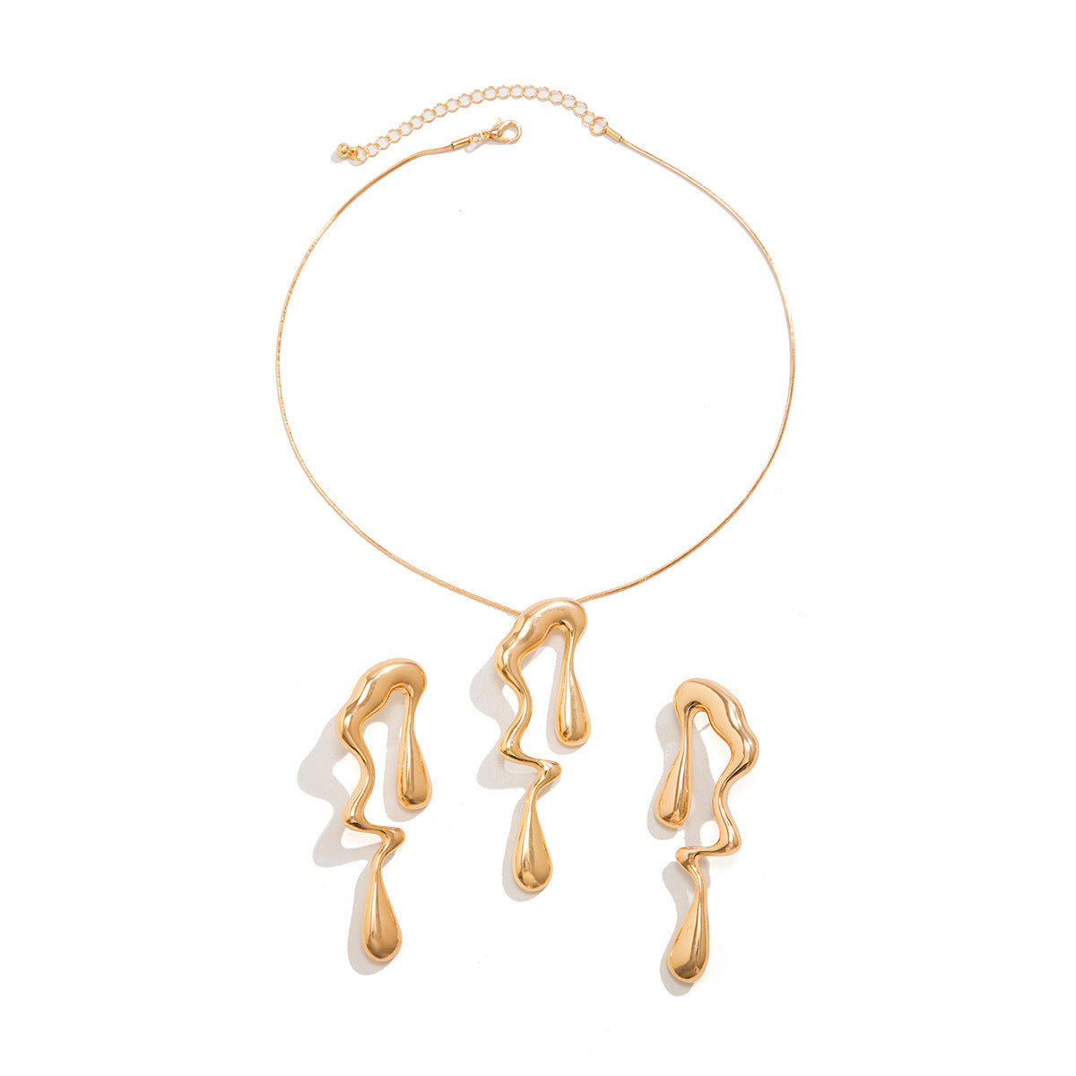 Asymmetric melted metal drop earrings - Nandi