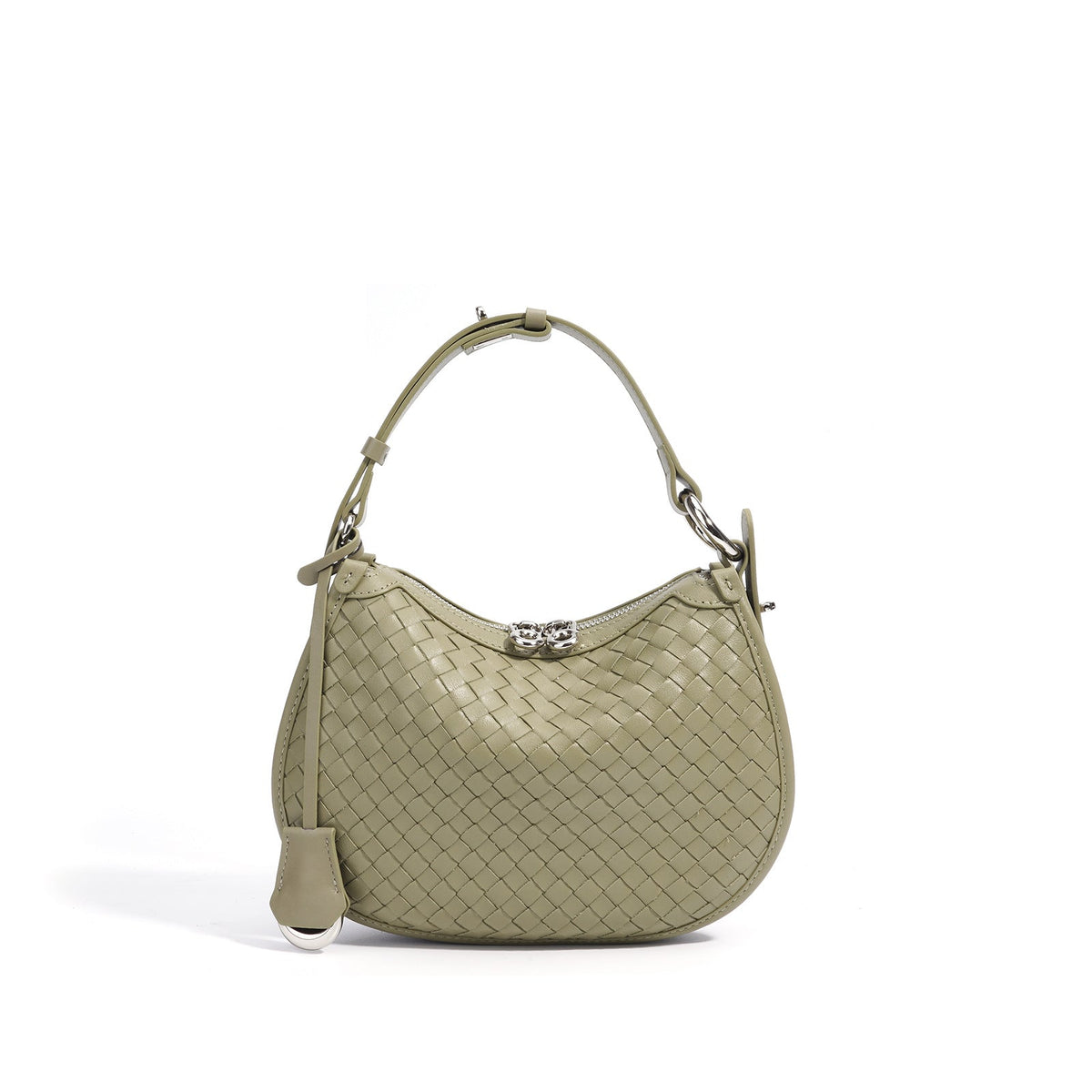 woven crescent shoulder bag with metal clasp – NOVWA