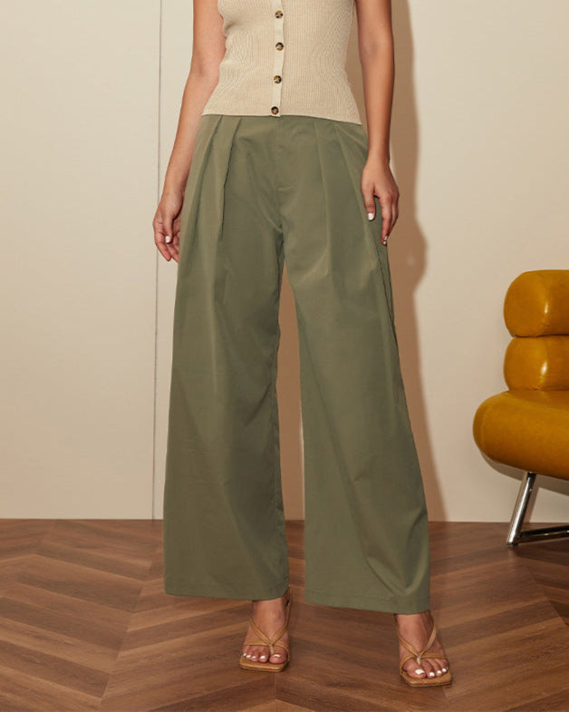 High-waisted wide-leg pants with front pleats – Werfi