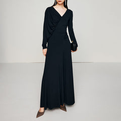 Draped Long-Sleeve Asymmetric Dress - Noise