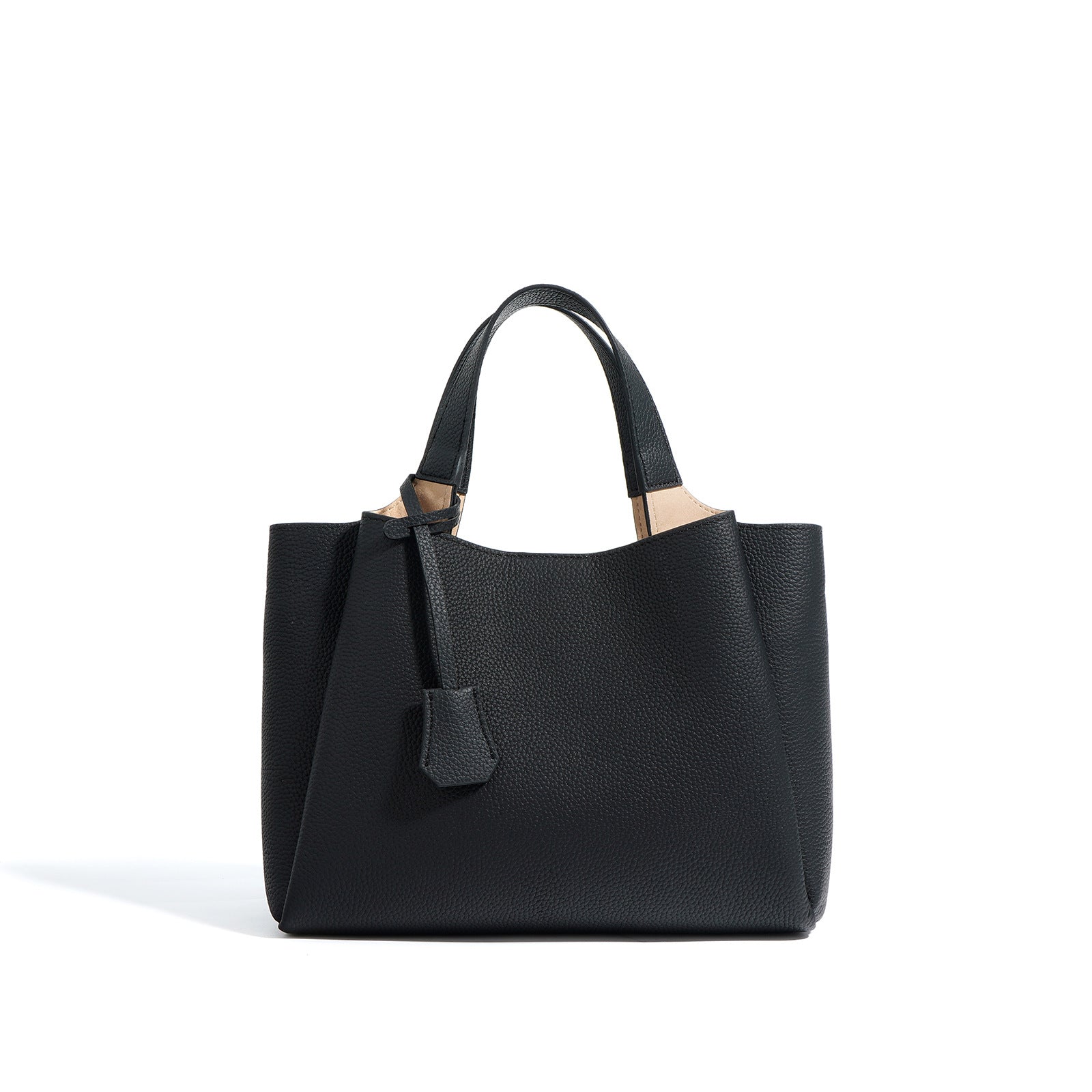 structured pebble leather tote with top handles - TERRAX