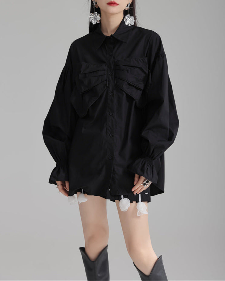 oversized shirt with bow detail and puffed sleeves - Bulji