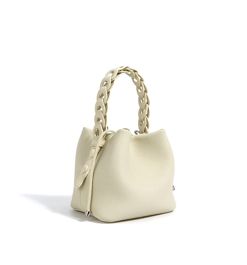 drawstring mini bucket bag with braided top handle – SIENNA