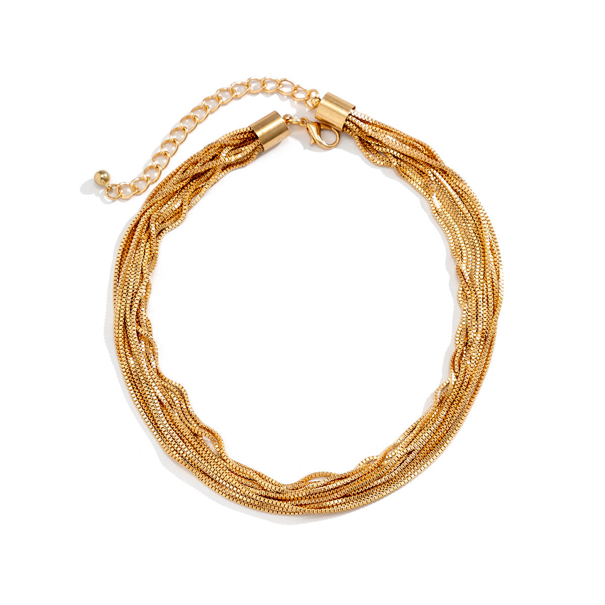 Multi-strand chain necklace with textured layers - Nimlu