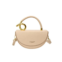 half-moon leather handbag with gold spiral handle – ORENA