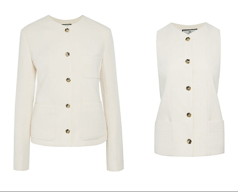 Two-piece structured jacket and sleeveless vest set - Sutdi