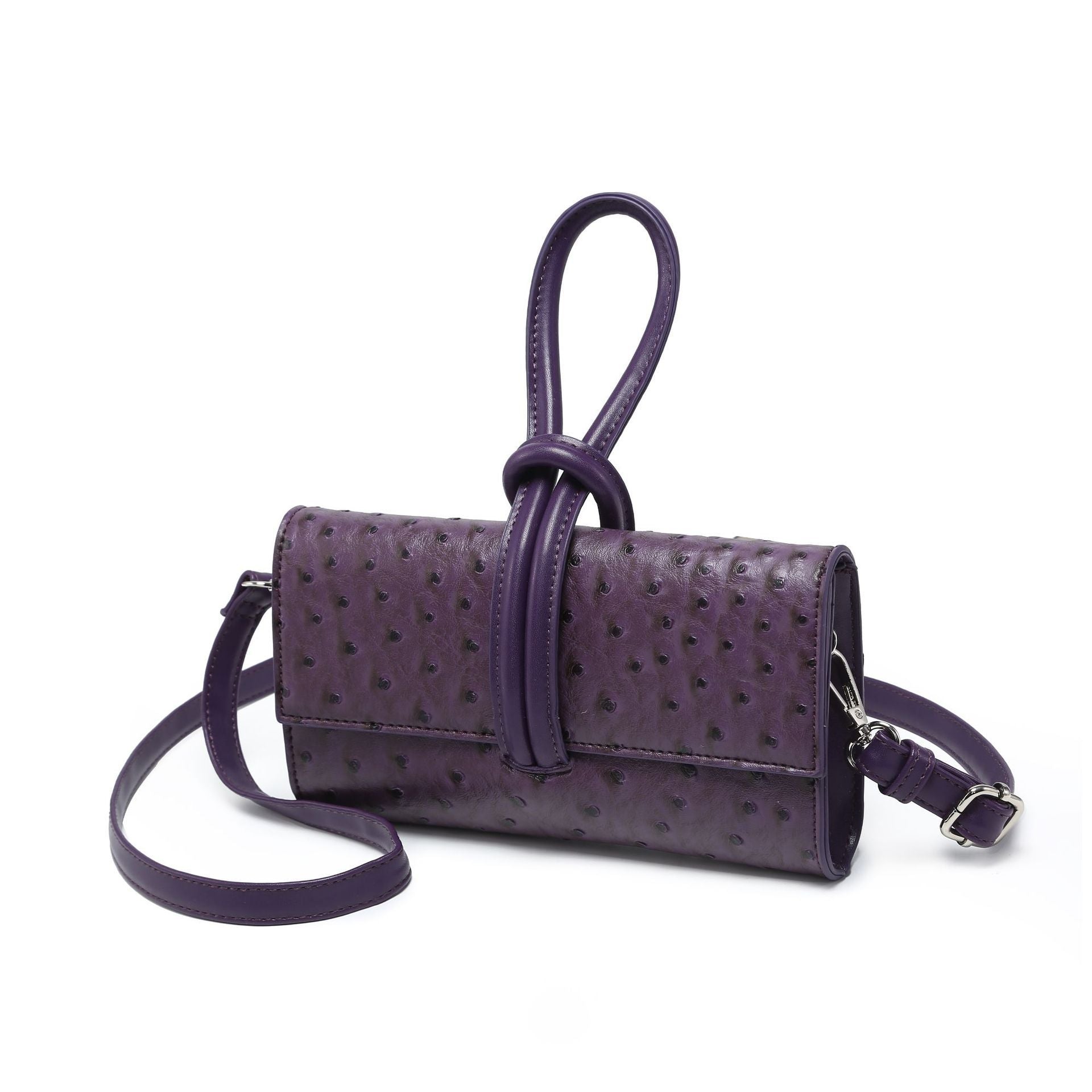 ostrich-textured crossbody clutch with loop handle – EVERLY
