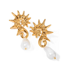 sunburst pearl drop earrings - AUVRA