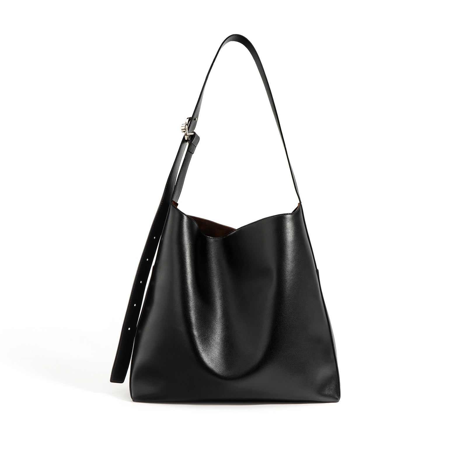 structured leather tote with wide strap – VERA
