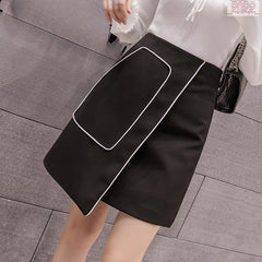Asymmetric mini skirt with contrast pocket trim – Zinja