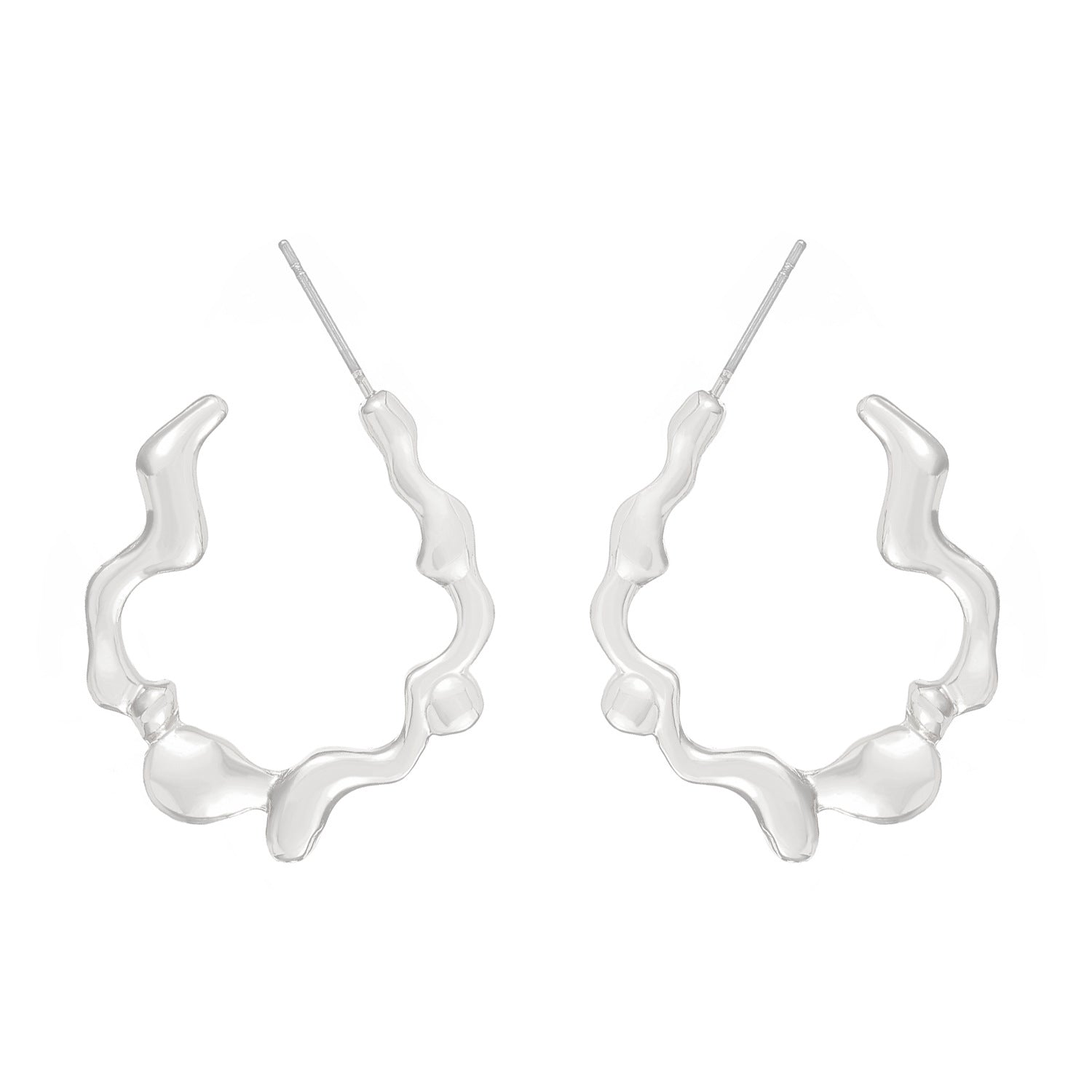 Organic wave hoop earrings with fluid silhouette - Nalma
