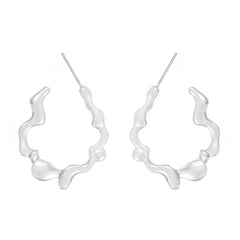 Organic wave hoop earrings with fluid silhouette - Nalma