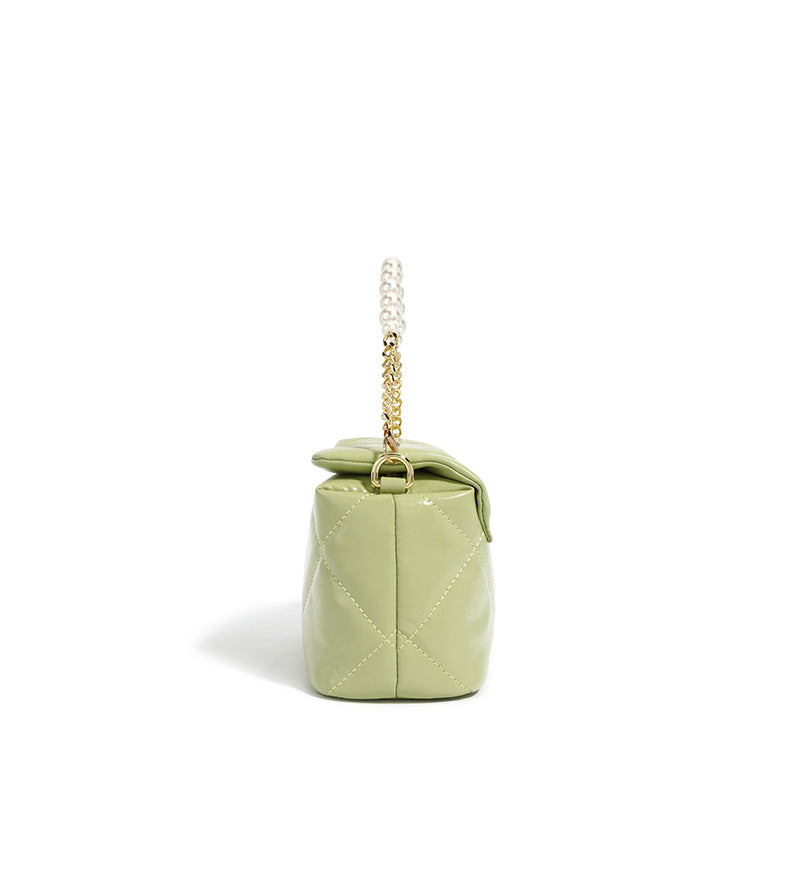 quilted crossbody bag with pearl chain – LIME