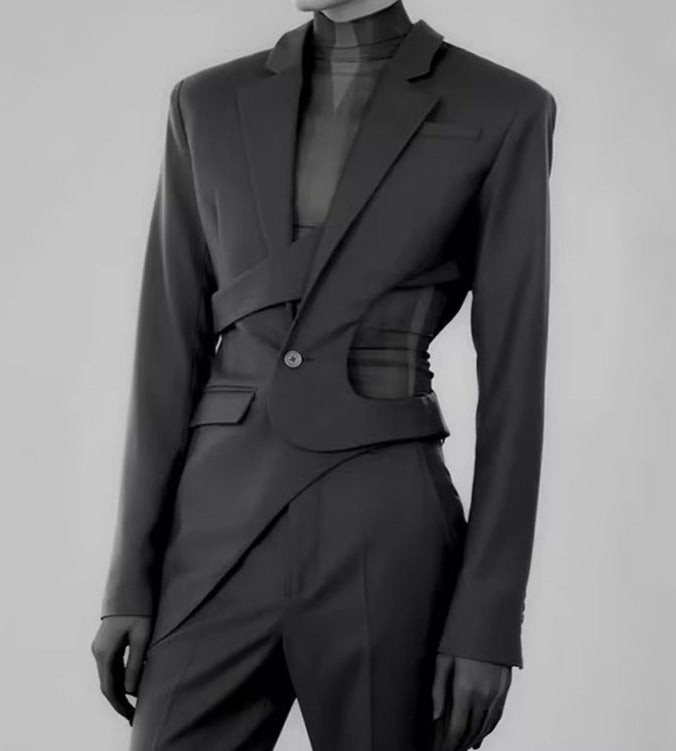 asymmetrical cut-out blazer with buckle detail - Flszkghf