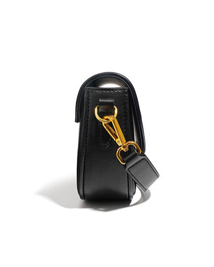 structured flap shoulder bag with gold clasp - AVAX
