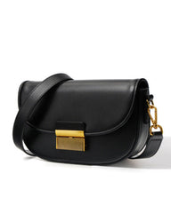 structured flap shoulder bag with gold clasp - AVAX