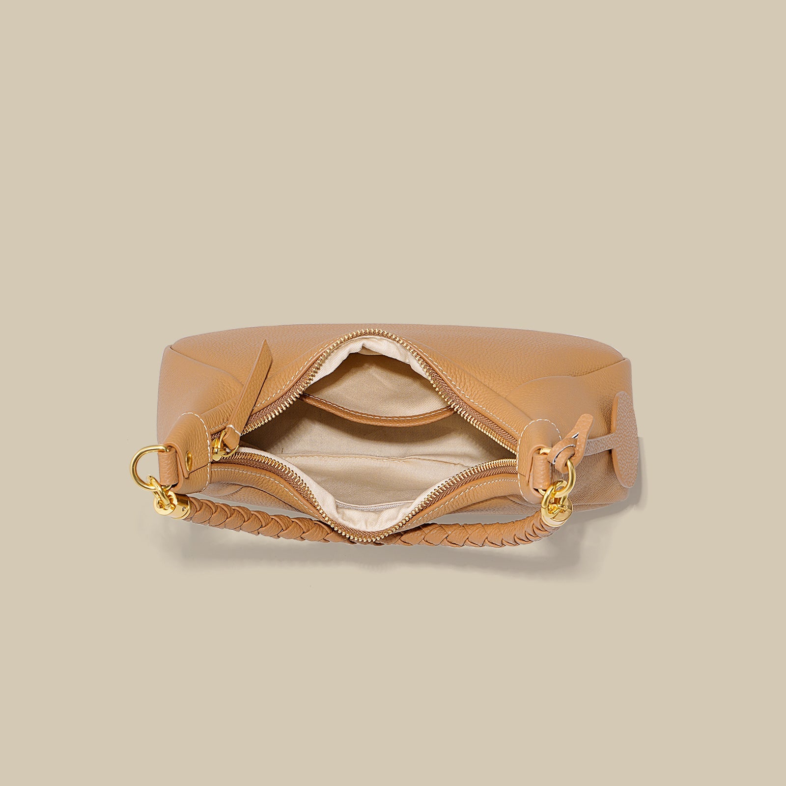 Curved hobo shoulder bag with braided strap - STELZA