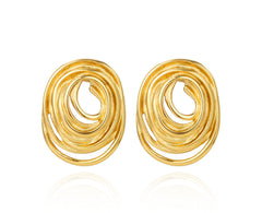 layered spiral oval earrings with matte gold finish – Nosli