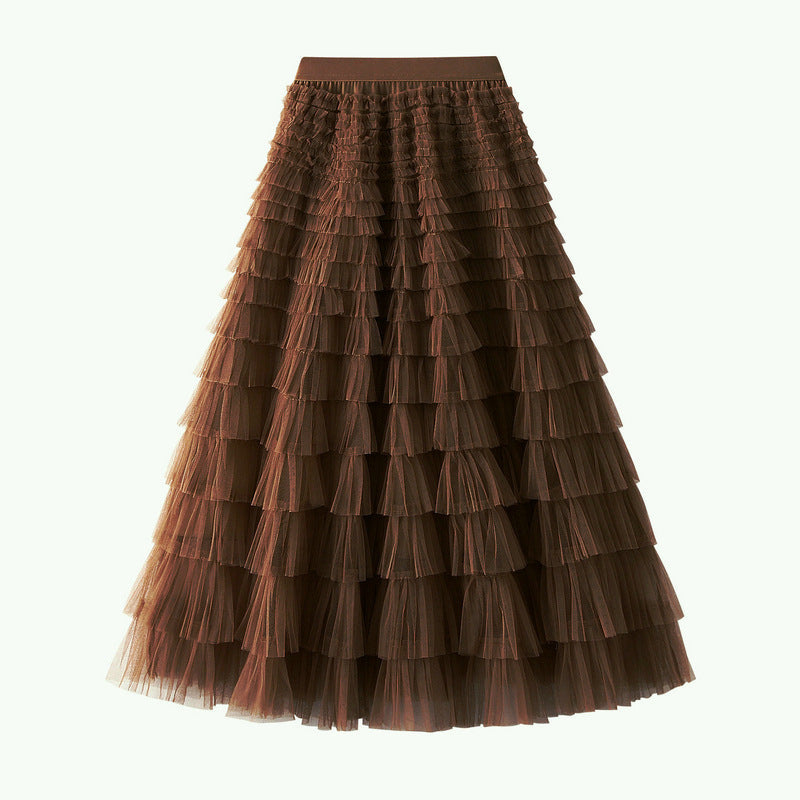 Multi-layered midi skirt with elastic waistband - Sidvu