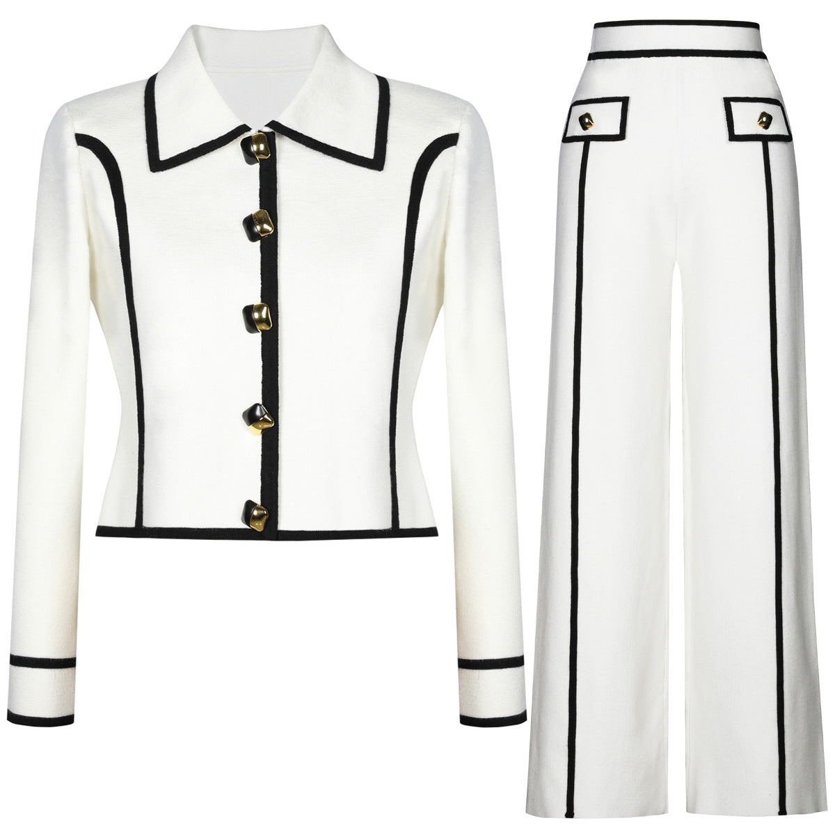 long sleeve tailored suit with contrast piping - DORRAZLI