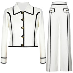 long sleeve tailored suit with contrast piping - DORRAZLI