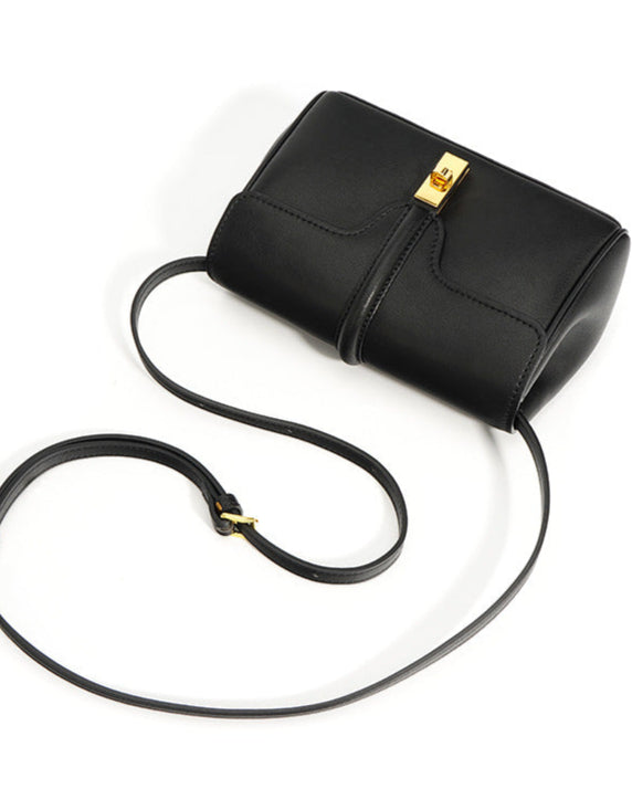 structured flap shoulder bag with gold-tone lock - INES